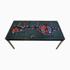 Mid-Century Coffee Table with Colored Tiles, 1960s