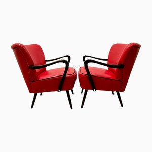 Vintage Red sky Club Armchairs, Set of 2