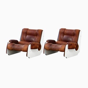 Leather Lounge Chairs, 1960s, Set of 2