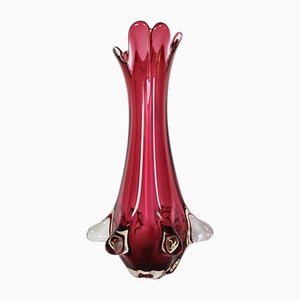 Red Murano Glass Vase from Fratelli Toso, 1970s