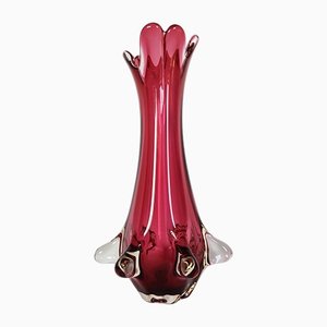 Vase en Verre de Murano Rouge de Fratelli Toso, 1970s