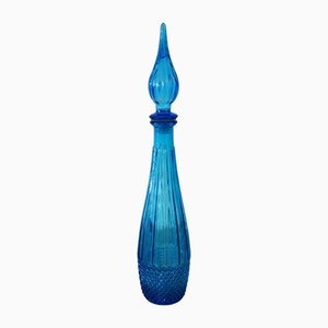 Blaue Glasflasche von Empoli, Italien, 1960er