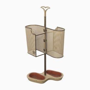 Umbrella Stand in Brass and Aluminum attributed to Cesare Lacca, 1950s