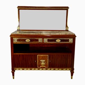 Art Deco Buffet in Mahogany, Gilded Bronzes and White Marble