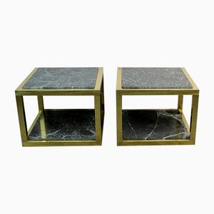 Brass and Marble Side Tables, 1970s, Set of 2