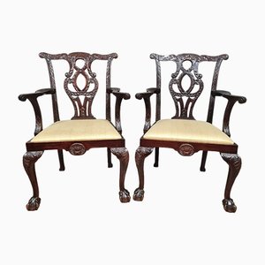 Victorian Style Office Armchairs, 1890s, Set of 2