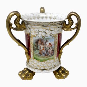 Vase avec Poignées Peint à la Main par Helena Wolfson, Dresden, Allemagne, 19ème Siècle