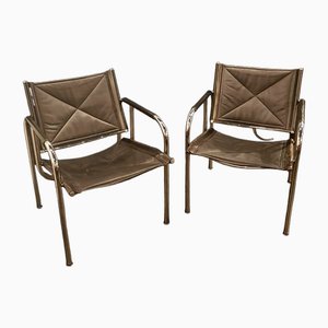 HE Leather Armchair by Hans Eichenberger for Strässle, Set of 2