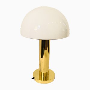 Mushroom Lamp in Brass and Mouth-Blown Glass from Glashütte Limburg, 1970s
