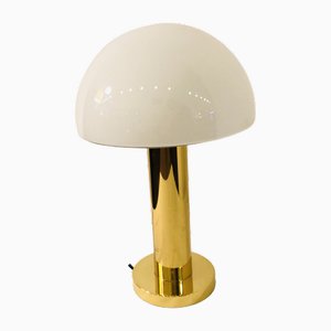 Mushroom Lamp in Brass and Mouth-Blown Glass from Glashütte Limburg, 1970s