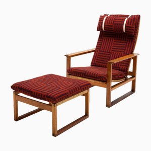 Set of The Runner Chair and Foostool attributed to Børge Mogensen for Frederica Stolefabrik, 1950s,