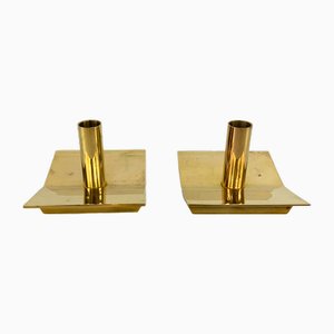 Scandinavian No. 70 Candleholders in Brass by Pierre Forsell for Skultuna, 1960s, Set of 2