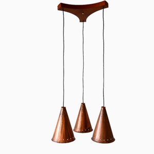 Grande Lampe à Suspension Scandinave en Cuivre, 1950s