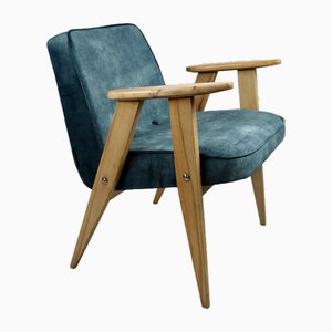 Fauteuil 367 en Velours Bleu Macau par Józef Chierowski, 1970s