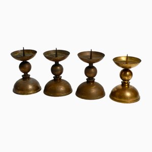 Large Mid-Century Candlesticks in Brass, 1950s, Set of 4