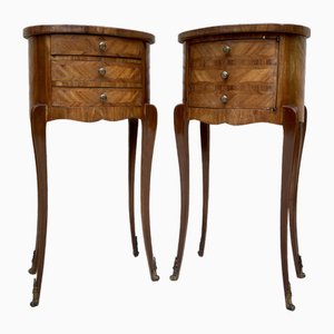 Louis XVI Style Inlaid Walnut Nightstands, France, 1920s, Set of 2