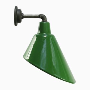 Vintage Industrial Cast Iron and Green Enamel Wall Sconce