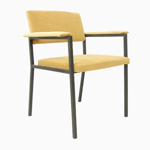 italienischer senffarbener samt armlehnstuhl 1960er