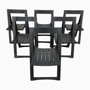 Vintage Italian Black Folding Chair by Aldo Jacober