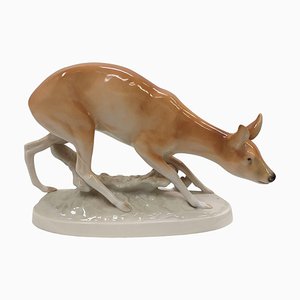 Statue de Biche en Porcelaine de Dux, Tchécoslovaquie, 1960s