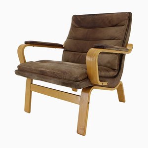 Contino Leather Armchair attributed to Yngve Ekström, Sweden, 1970s