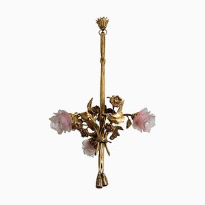 French Gilt Bronze and Glass Chandelier, 1890