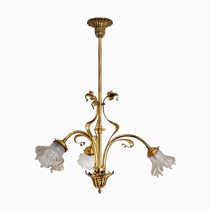 French Bronze and Glass Chandelier, 1890