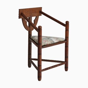 Oak Carved Monk´s Chair, Sweden, 1890s