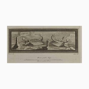 Giuseppe Aloja, Ancient Roman Boats, Etching, 18th Century, Framed
