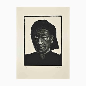 Enotrio Pugliese, Portrait of Woman, 1970er, Radierung