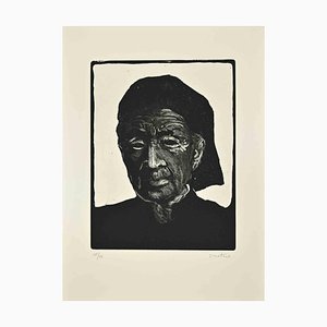 Enotrio Pugliese, Portrait of Woman, 1970s, Etching