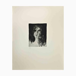 Enotrio Pugliese, Portrait de Femme, 1970s, Gravure à l'Eau-Forte