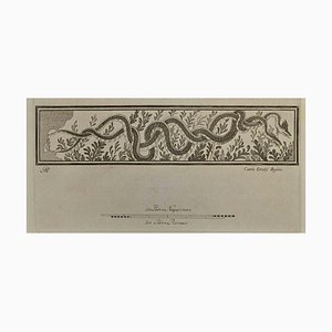 Carlo Oratij, Ancient Roman Fresco Herculaneum, Etching, 18th Century