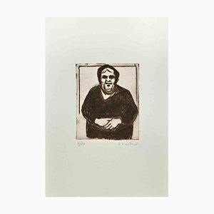 Enotrio Pugliese, Woman of Calabria, 1963, Etching