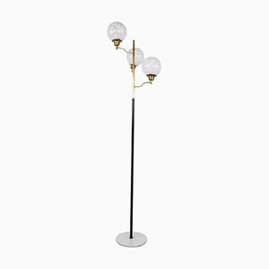 Vintage Brass and Glass Floor Lamp, Italy, 1970s