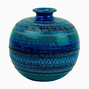Mid-Century Italian Rimini Blu Ceramic Vase attributed to A. Londi, Sardarta Castelsardo, 1960s