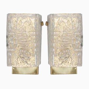 Crystal & Brass Wall Lights, 1970s, Set of 2