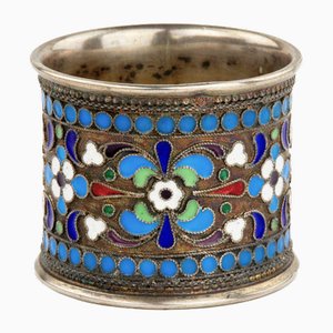Russian Cloisonné Enamel and Silver Napkin Ring, 1890s