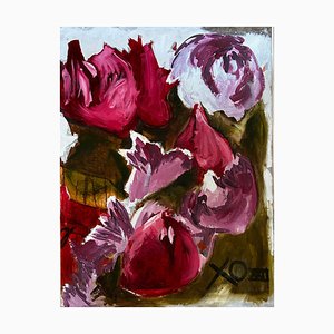 Claudie Baran, Haunting Flowers, 2022, Técnica mixta sobre lienzo
