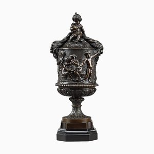 19th Century Bronze Vase with Harvesting Putti in the Gout of Clodion, 1890s