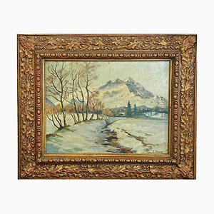 B. Bauer, Alpine Landscape, Early 20th Century, Oil on Canvas, Framed