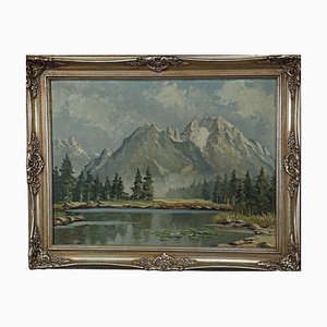 W. Kruegner, Summer Alpine Landscape, Oil on Board, Framed
