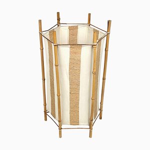Italian Bamboo and Rattan Floor Lamp in Louis Sognot Style, 1960s