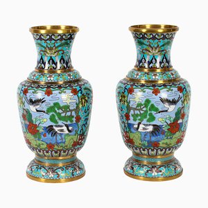 20th Century Chinese Cloisonné Enamelled Vases, 1920s, Set of 2