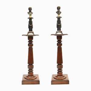 Regency Mahogany Pedestal Stands, Set of 2