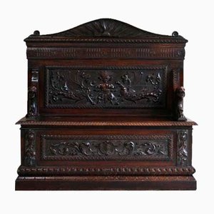 Victorian Renaissance Revival Bench in Carved Walnut