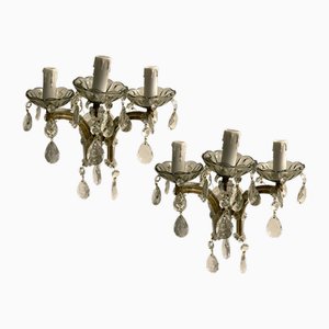 Vintage Wandleuchten aus Kristallglas & Muranoglas, 1960er, 2er Set