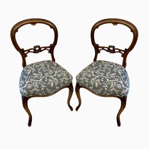 Antique Victorian Walnut Side Chairs, 1860s, Set of 2