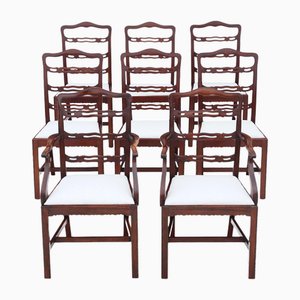 Antique Georgian Revival Dining Chairs in Mahogany, 1890s, Set of 8