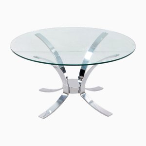 Round Coffee Table with Chrome Base, 1960s